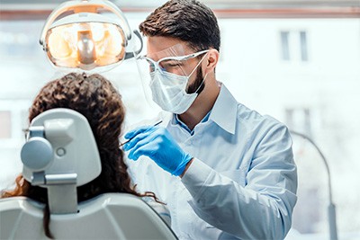 Patient in Plain City getting their teeth cleaned